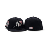 Navy Blue New York Yankees Rose Logo Pink Bottom New Era 2000 Subway Series Side Patch 59Fifty Fitted