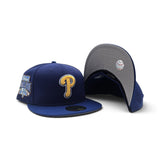 Dark Royal Blue Philadelphia Phillies Light Royal Blue Visor Gray Bottom 1996 All Star Game Side Patch New Era 59Fifty Fitted