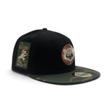 Black Chicago Cubs Woodland Camo Visor Green Bottom Be Alert Foul Balls Side Patch New Era 59Fifty Fitted