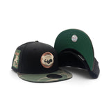 Black Chicago Cubs Woodland Camo Visor Green Bottom Be Alert Foul Balls Side Patch New Era 59Fifty Fitted