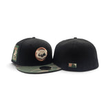 Black Chicago Cubs Woodland Camo Visor Green Bottom Be Alert Foul Balls Side Patch New Era 59Fifty Fitted
