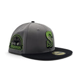 Gray Seattle Mariners Neon Green Logo Black Visor Gray Bottom 30th Anniversary Side Patch New Era 59Fifty Fitted