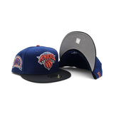 Royal Blue New York Knicks Black Visor Gray Bottom 3X NBA Champions Side Patch New Era 59Fifty Fitted