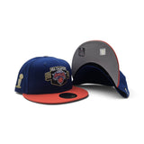 Royal Blue 2025-2026 New York Knicks Champions Orange Visor Gray Bottom Trophy Side Patch New Era 59Fifty Fitted