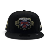 Black 2025-2026 New York Knicks Champions Gray Bottom Trophy Side Patch New Era 59Fifty Fitted