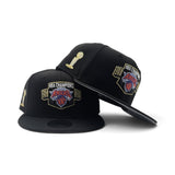 Black 2025-2026 New York Knicks Champions Gray Bottom Trophy Side Patch New Era 9Fifty Snapback