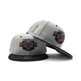White 2025-2026 New York Knicks Champions Black Visor Gray Bottom Trophy Side Patch New Era 9Fifty Snapback