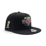 Black 2025-2026 New York Knicks Champions Gray Bottom Trophy Side Patch New Era 9Fifty Snapback