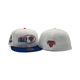 White NBA Finals New York Knicks Royal Blue Visor Gray Bottom  2025-2026 Champs Side Patch New Era 59Fifty Fitted