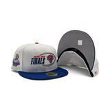 White NBA Finals New York Knicks Royal Blue Visor Gray Bottom  2025-2026 Champs Side Patch New Era 59Fifty Fitted