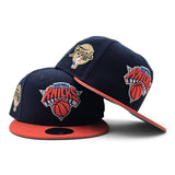 Navy Blue New York Knicks Orange Visor Gray Bottom 2026 Finals Participation Side Patch New Era 9Fifty Snapback