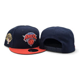 Navy Blue New York Knicks Orange Visor Gray Bottom 2026 Finals Participation Side Patch New Era 9Fifty Snapback