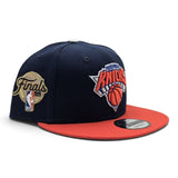 Navy Blue New York Knicks Orange Visor Gray Bottom 2026 Finals Participation Side Patch New Era 9Fifty Snapback