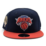 Navy Blue New York Knicks Orange Visor Gray Bottom 2026 Finals Participation Side Patch New Era 9Fifty Snapback