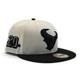 Off White Houston Texans Black Visor Gray Bottom 20th Anniversary Side Patch New Era 59Fifty Fitted