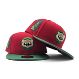 Red Chicago Cubs Kelly Green Visor Gray Bottom Be Alert Foul Balls Side Patch New Era 59Fifty Fitted