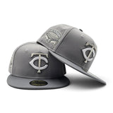 Gray Minnesota Twins Storm Gray Visor Gray Bottom HHH Metrodome Side Patch Halloween Pack New Era 59Fifty Fitted