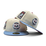 Off White Chicago Cubs Sky Blue Visor Red Bottom Be Alert Foul Balls Side Patch New Era Fitted