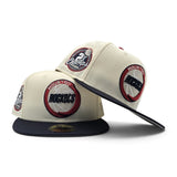 Off White Houston Rockets Navy Blue Visor Gray Bottom 2x Finals Champions New Era 59Fifty Fitted