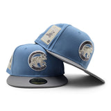 Sky Blue Chicago Cubs Storm Gray Visor Gray Bottom Be Alert Foul Balls Side Patch New Era 59Fifty Fitted