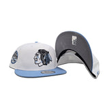White Chicago Blackhawks Sky Blue Visor Gray Bottom Chicago Stadium Side Patch New Era 9fifty Snapback