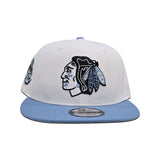 White Chicago Blackhawks Sky Blue Visor Gray Bottom Chicago Stadium Side Patch New Era 9fifty Snapback