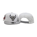 White Chicago Bulls Gray Visor Red Bottom 6X Champs Side Patch New Era 9Fifty Snapback