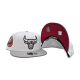 White Chicago Bulls Gray Visor Red Bottom 6X Champs Side Patch New Era 9Fifty Snapback