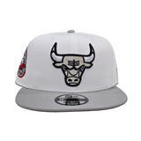 White Chicago Bulls Gray Visor Red Bottom 6X Champs Side Patch New Era 9Fifty Snapback