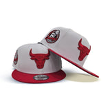 White Chicago Bulls Red Visor Gray Bottom 6X Champs Side Patch New Era 9Fifty Snapback