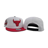 White Chicago Bulls Red Visor Gray Bottom 6X Champs Side Patch New Era 9Fifty Snapback