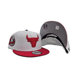 White Chicago Bulls Red Visor Gray Bottom 6X Champs Side Patch New Era 9Fifty Snapback