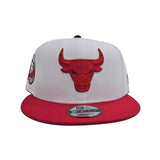 White Chicago Bulls Red Visor Gray Bottom 6X Champs Side Patch New Era 9Fifty Snapback