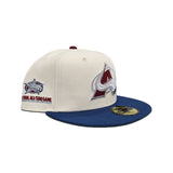 Off White Colorado Avalanche Songbird Blue Visor Gray Bottom 2001 All Star Game Side Patch New Era 59Fifty Fitted