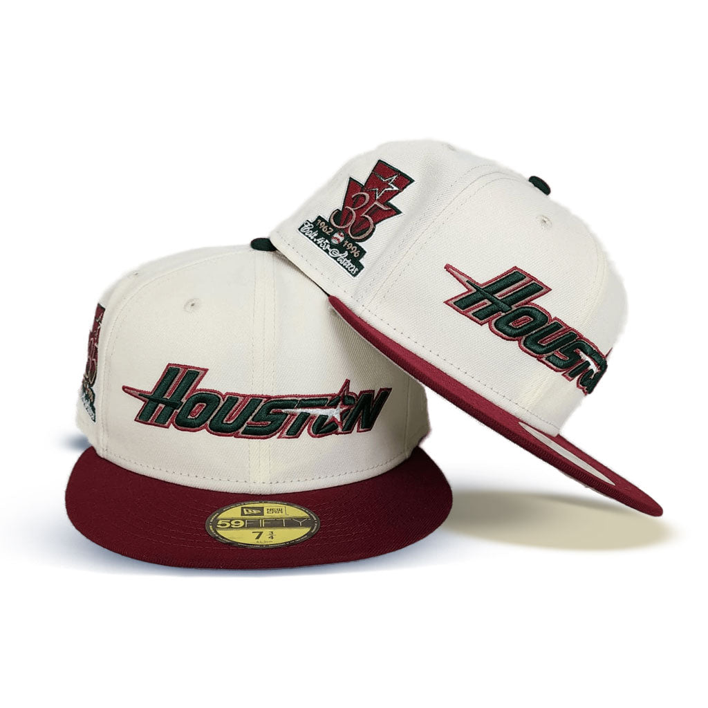 Off White Houston Astros Burgundy Visor Gray Bottom 35th Anniversary Side Patch New Era 59FIFTY Fitted 8
