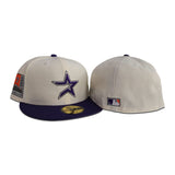 Off White Houston Astros Purple Visor Gray Bottom 2000 Inaugural Season Side Patch New Era 59Fifty Fitted
