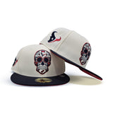 Off White Sugar Skull Houston Texans Navy Blue Visor Red Bottom Texans Logo Side Patch New Era 59Fifty Fitted