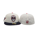 Off White Sugar Skull Houston Texans Navy Blue Visor Red Bottom Texans Logo Side Patch New Era 59Fifty Fitted