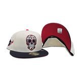 Off White Sugar Skull Houston Texans Navy Blue Visor Red Bottom Texans Logo Side Patch New Era 59Fifty Fitted