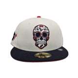 Off White Sugar Skull Houston Texans Navy Blue Visor Red Bottom Texans Logo Side Patch New Era 59Fifty Fitted