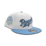 White Kansas City Royals Sky Blue Visor Gray Bottom 40th Anniversary Side Patch New Era 9fifty Snapback