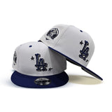 White Los Angeles Dodgers Official Doodle Royal Blue Visor Gray Bottom 60th Anniversary Side Patch 9Fifty Snapback