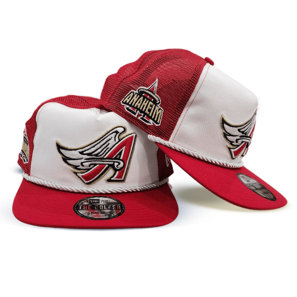 Oakley Los Angeles Anaheim Angels New Era 9FIFTY Snapback Mesh Baseball Hat Cap (Red), Men's, Size: One Size