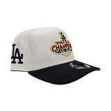 White Los Angeles Dodgers 2020 World Series Champions Navy Blue Curved Brim Gray Bottom Team Logo Side Patch New Era A-Frame 9Fifty Snapback