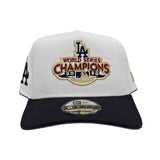 White Los Angeles Dodgers 2020 World Series Champions Navy Blue Curved Brim Gray Bottom Team Logo Side Patch New Era A-Frame 9Fifty Snapback