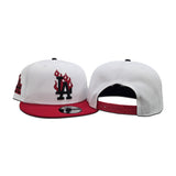White Los Angeles Dodgers Flame Logo Red Visor Gray Bottom LA Side Patch New Era 9Fifty Snapback