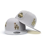 White Los Angeles Dodgers Gold Metal Badge Gray Bottom 40th Anniversary Side Patch New Era 9Fifty Snapback