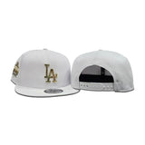 White Los Angeles Dodgers Gold Metal Badge Gray Bottom 40th Anniversary Side Patch New Era 9Fifty Snapback