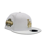 White Los Angeles Dodgers Gold Metal Badge Gray Bottom 40th Anniversary Side Patch New Era 9Fifty Snapback