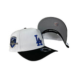 White Los Angeles Dodgers Curved Black Brim Palm Tree Gray Bottom 50th Anniversary Side Patch New Era 9Fifty A-Frame Snapback